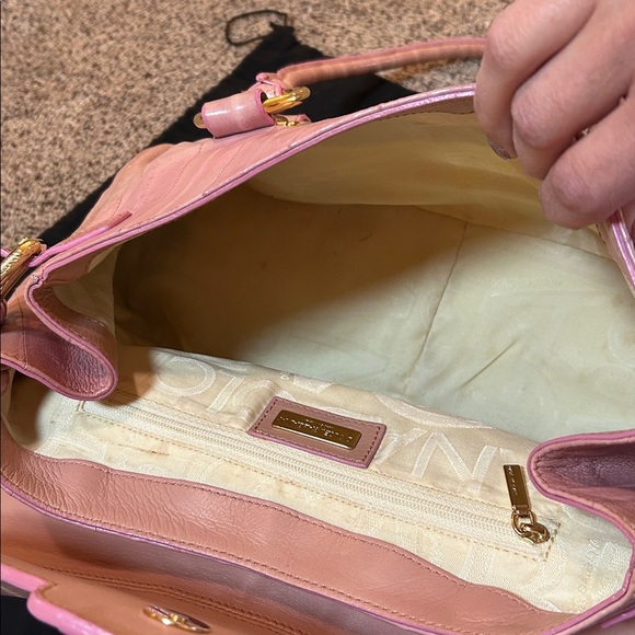 Rare DOLCE & GABBANA Hard to Find Eel Skin Leather Pink w Gold Tone Satchel Bag - Picture 9 of 17